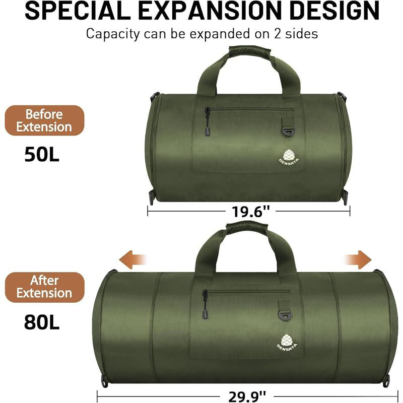 Customizable Travel Duffle Bag | 80L Sports Gym Bag | Expandable Duffle Backpack | Overnight Bag | Carry on Bag