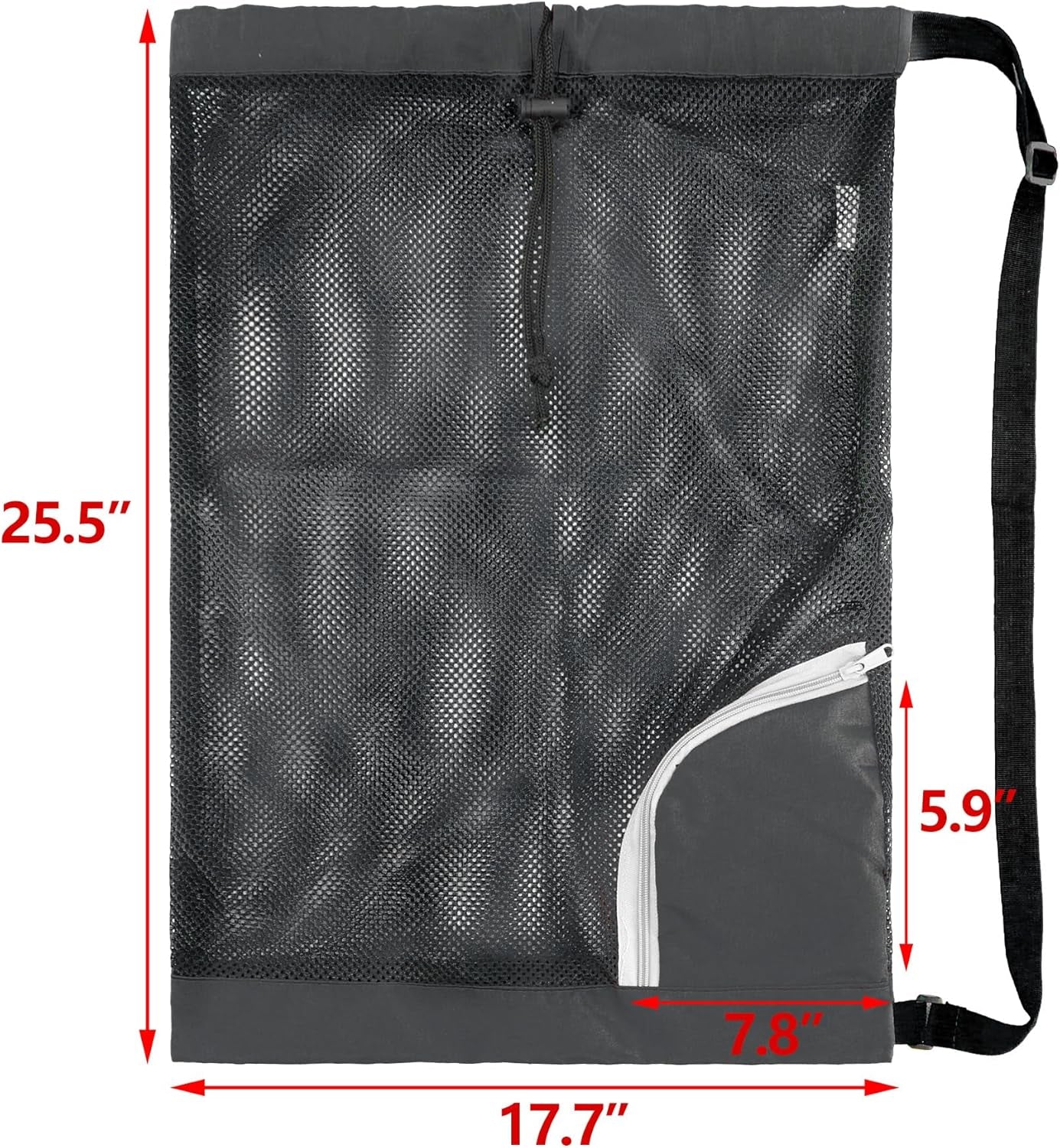 Mesh Drawstring Bag Swim Backpack for Beach Pool Sports Gym Draw String Cinch Bags for Swimming Soccer Basketball Gear Black