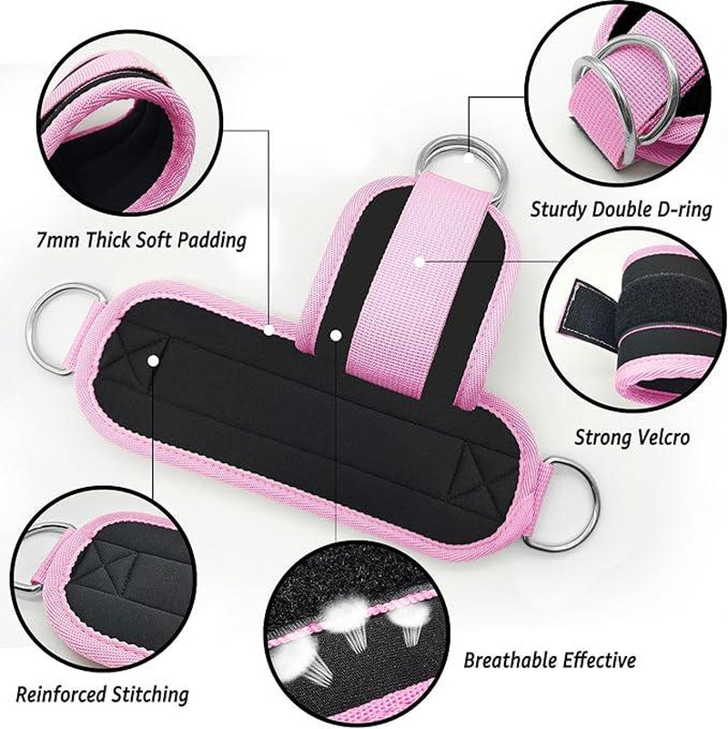 Ankle Strap for Cable Machine,Ankle Cuff for Kickbacks, Booty Hip Abductors,Glute Workouts, Leg Extensions, Curls for Men and Women, Adjustable with Double D-Rings Gymnastics Equipment Gym Floor Mats